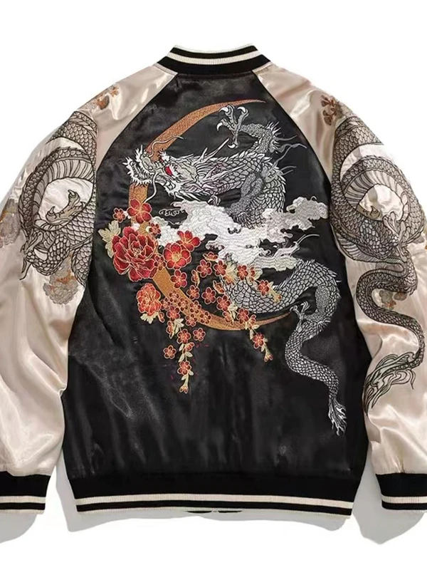 

Весенне-осеннее тяжелое мужское джато с вышивкой дракона, новое бейсбольное пальто Sle Faion, цветное бейсбольное пальто для пары