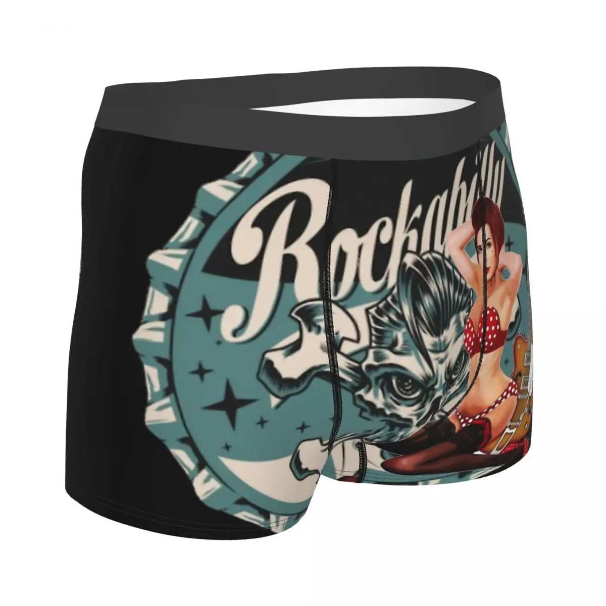 Rockabilly 50s Patch Pin Up Girl Underpants Breathbale Panties Men's Underwear Ventilate Shorts Boxer Briefs