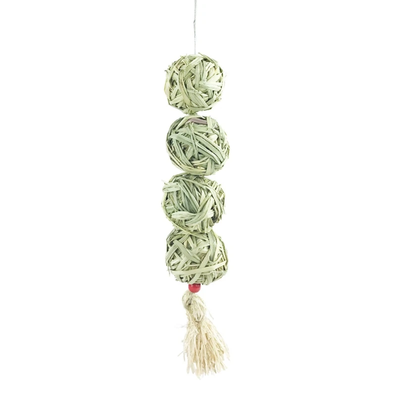 for Hay Grass Treat Bunny Chew Toys Natural Thatch Hanging Balls Toy for Rabbit Squirrel Ferret Small Pets Dental Care