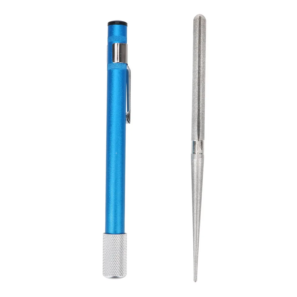 Pierre à aiguiser pour couteau à hameçon, acier au carbone plaqué diamant, affûteur de couteaux polyvalent 1 pièce outil d'extérieur forme de stylo