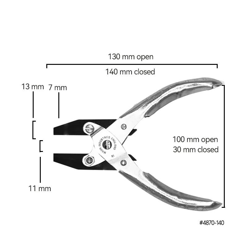 

Total Length 140mm Flat Nose Parallel Pliers (Smooth Jaw) 4750-140 Flat Nose