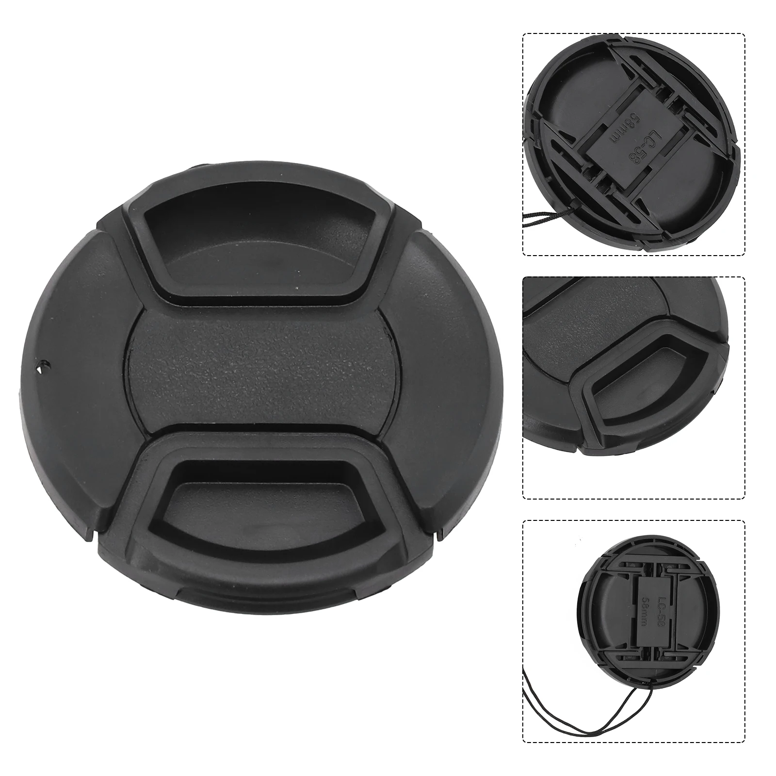 Wordless Lens Cap 49/52/55/58/62/67/72/77/82mm Central Clamping Buckle Cover With  Hanging Rope Camera Lens Accessories
