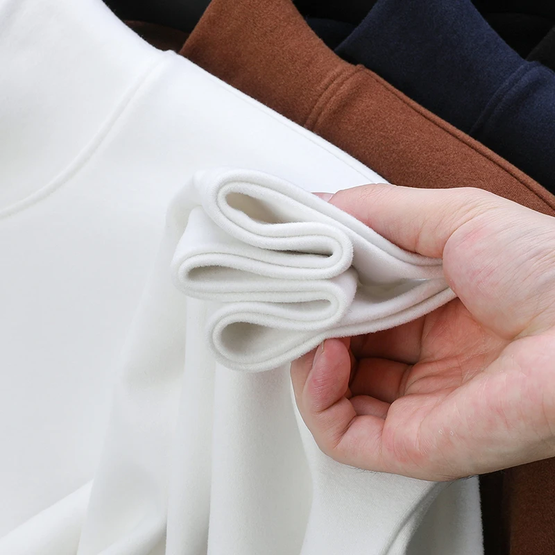 Men's Double-Sided Velvet Fleece High Quality Autumn Winter Long Sleeves T-Shirt Keep Warm Hoodie Skin-Friendly Base Layer Tops