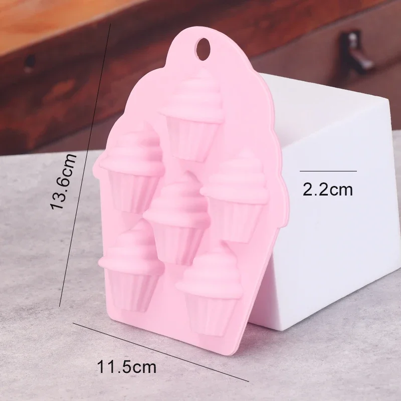 Silicone Mold 6 Hole Ice Cream Sorbet Shaped Baking Mould Muffin Cup Pattern Cake Chocolate Mousse Candy Fudge Make Tools