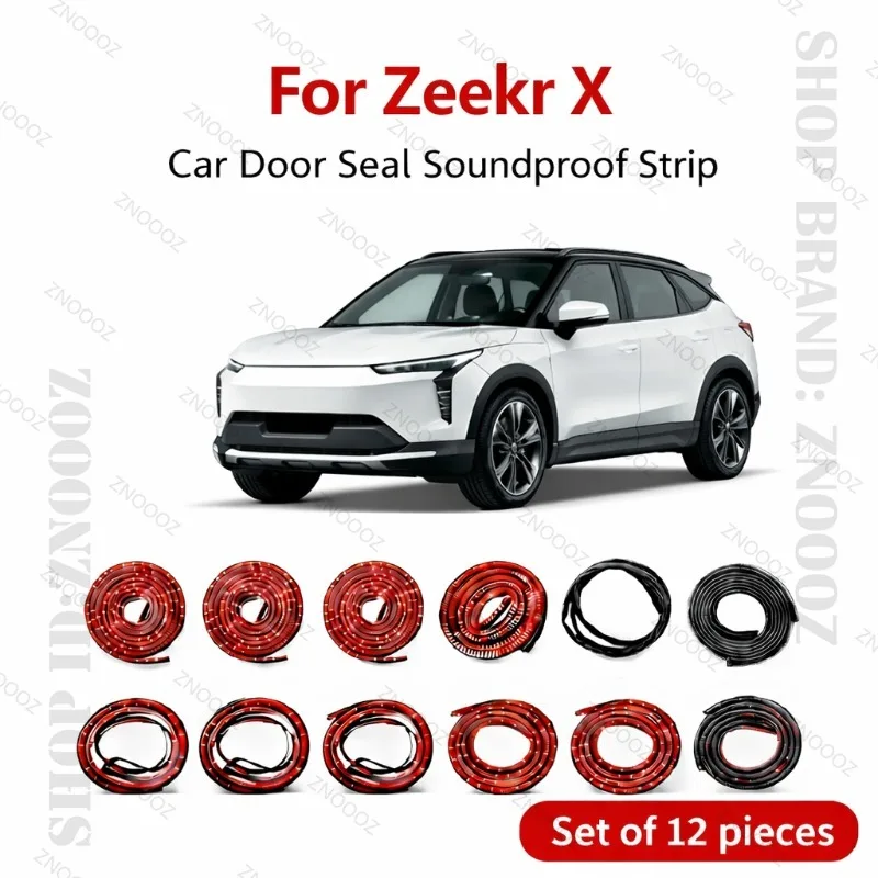 

For ZEEKR X Car Door Seal Strip Rubber Double Layer Soundproof Dustproof Waterproof Door Weatherstrip 12PCS Set