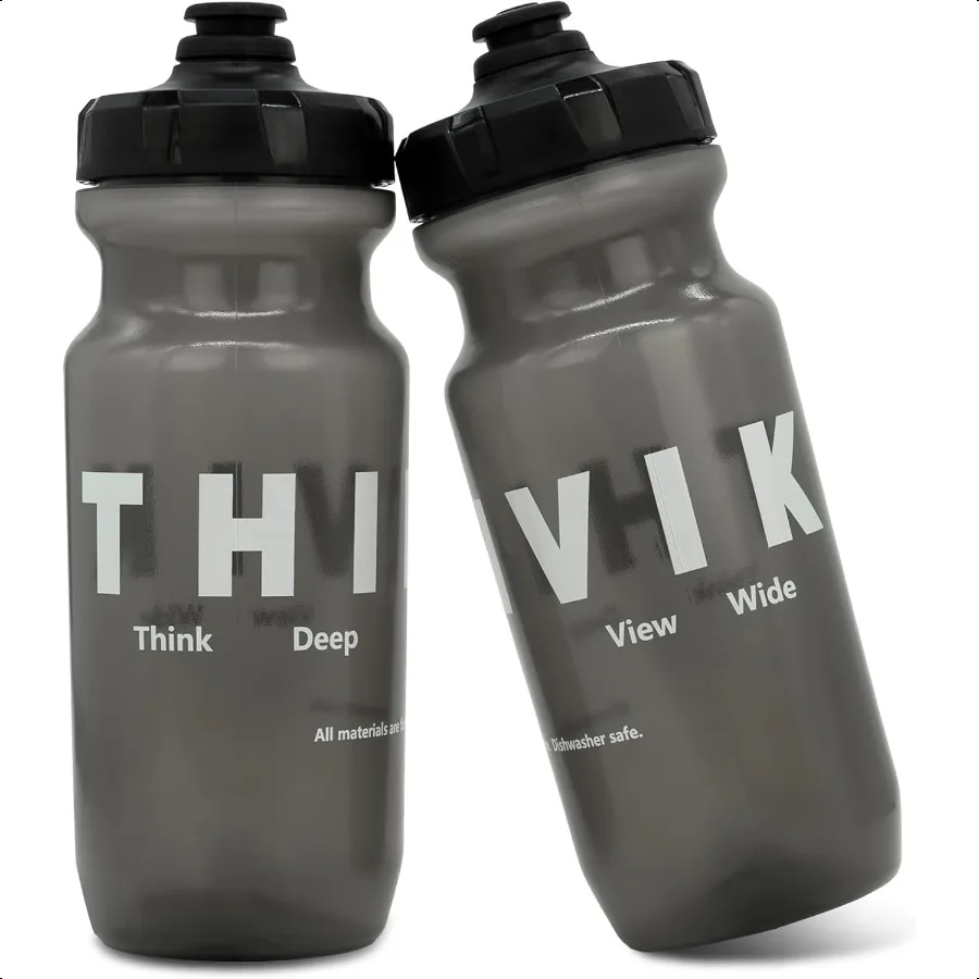 

Thinvik Dishwasher Safe Bike Water Bottles 620ml 20.97oz FoodGrade Materials A Pair of Bicycle Gray Water Bottles
