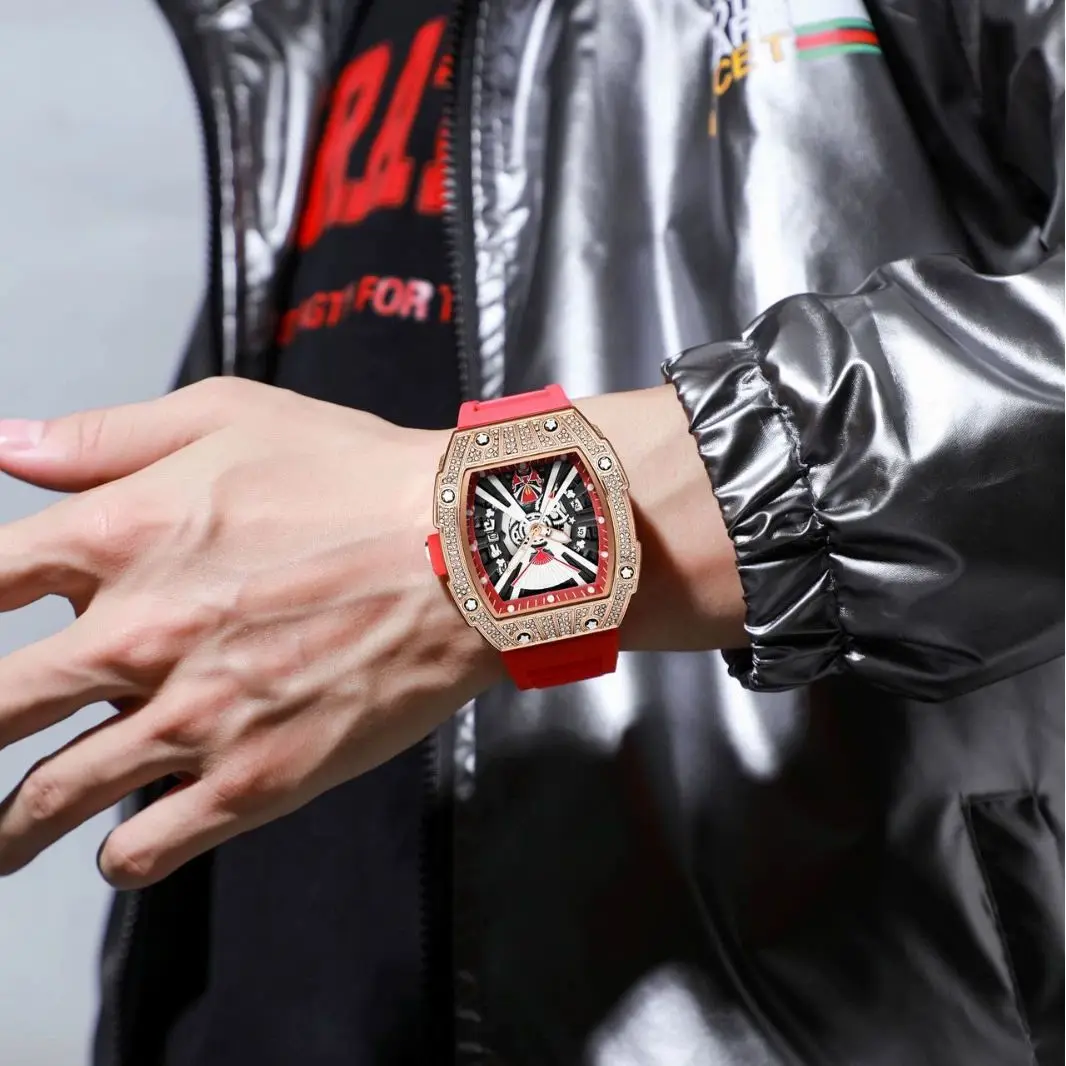 Luxury Men’s Quartz Watches Hollow Wristwatch for Man Automatic Male Mechanical Watch Calendar Sports Waterproof