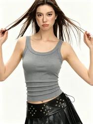 Summer Korean Y2K Women Tank Top Breathable Hip Hop Sleeveless Vest Tight Crop Tops Slim Stretch Camisole Sexy Basic Underwear