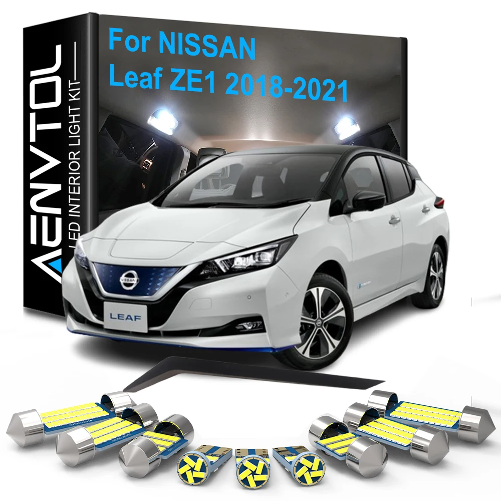 

11pcs LED Interior Lights Canbus For Nissan Leaf ze1 2018 2019 2020 2021 Dome Vanity Mirror Trunk Glove box License plate Lamps