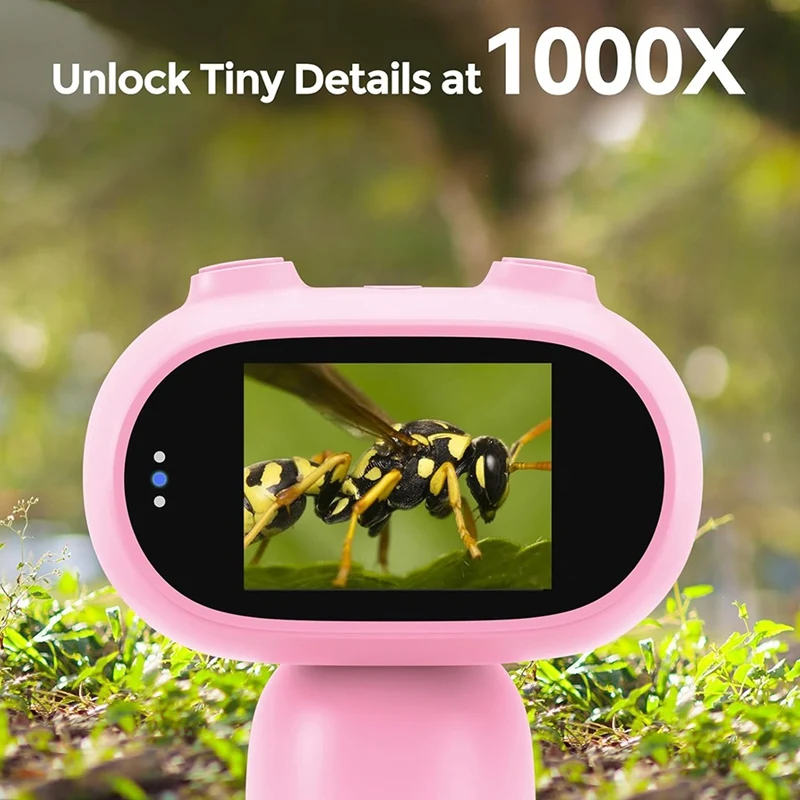 مجهر P30 للأطفال، مجهر رقمي منزلق 1000X مع شاشة 2 بوصة، كاميرا عالية الدقة 16 ميجابكسل وفيديو 1080 بكسل، عملة جيب