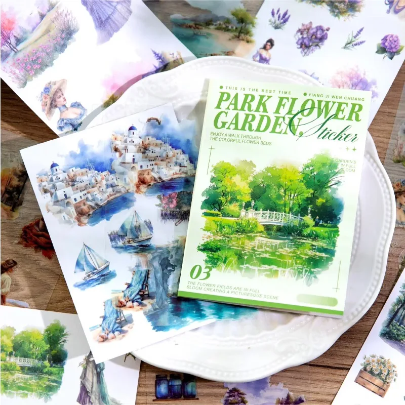 20Sheets sticker book garden flower field decorative bottom material landscape handbook Background Supplies Scrapbook 175*108mm