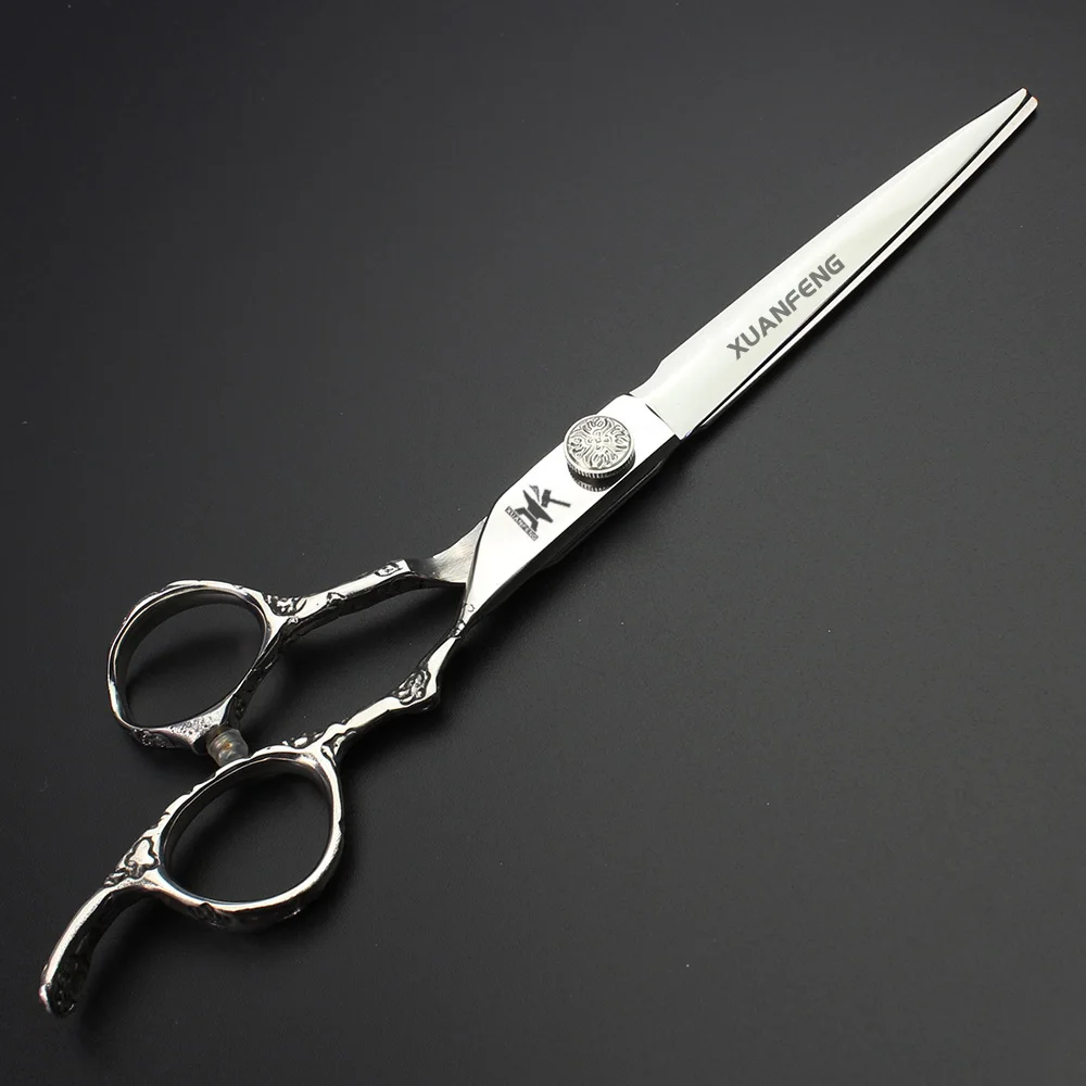 Tijeras para el cabello con mango estampado de rosas de 7 pulgadas, tijeras de corte para peluquería, fabricación de acero JP440 para tijeras de adelgazamiento