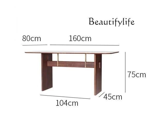 

Nordic retro home rectangular solid wood rock slab dining table modern simple eating table household