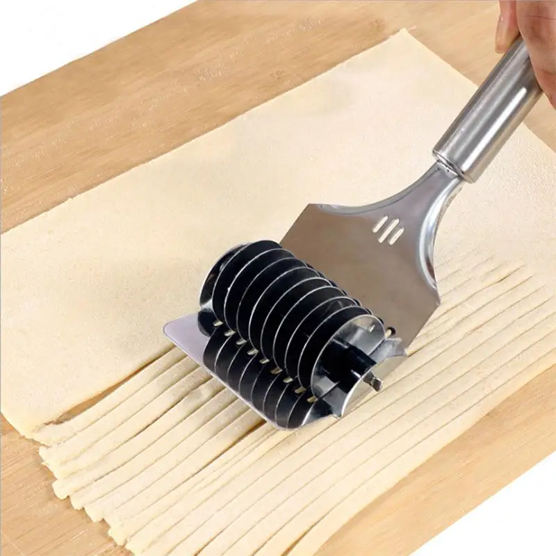 Manual Noodle Cutter Rolling Stainless Steel Noodle Cutting Device Chive Spaghetti Cutting Kitchen Cooking Accessories