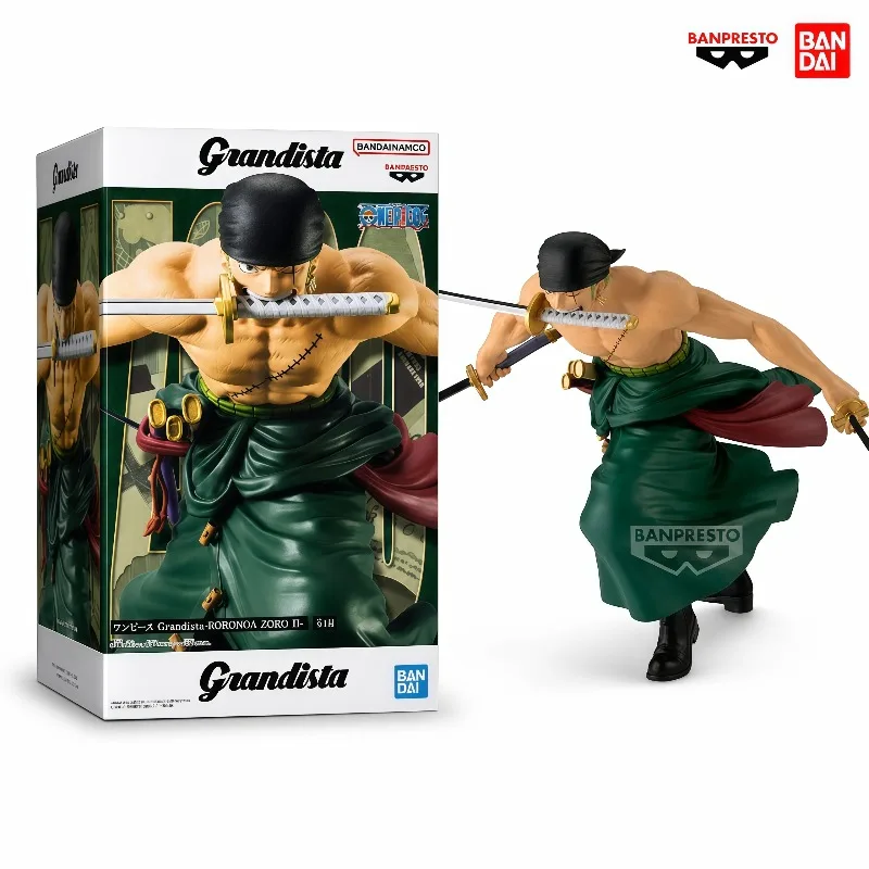 100% Original Banpresto Grandista One Piece Roronoa Zoro Three Sword Anime Collectible Figures Desktop Home Decor Gifts In Stock