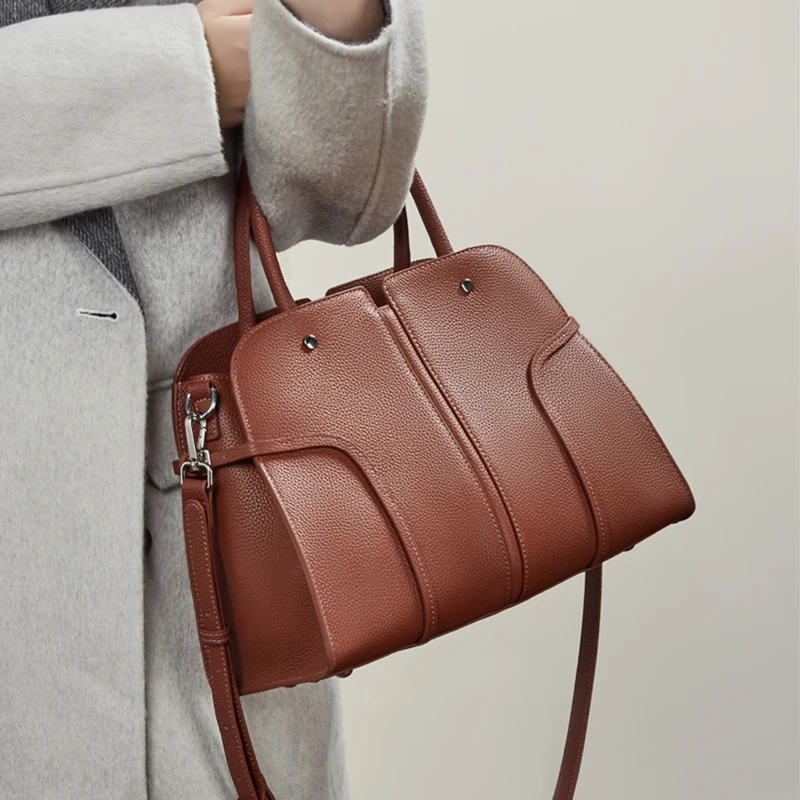 

Burminsa Vintage Genuine Leather Tote Handbags For Women 2026 Luxury Designer Smiley Shopper Work Ladies Shoulder Crossbody Bags