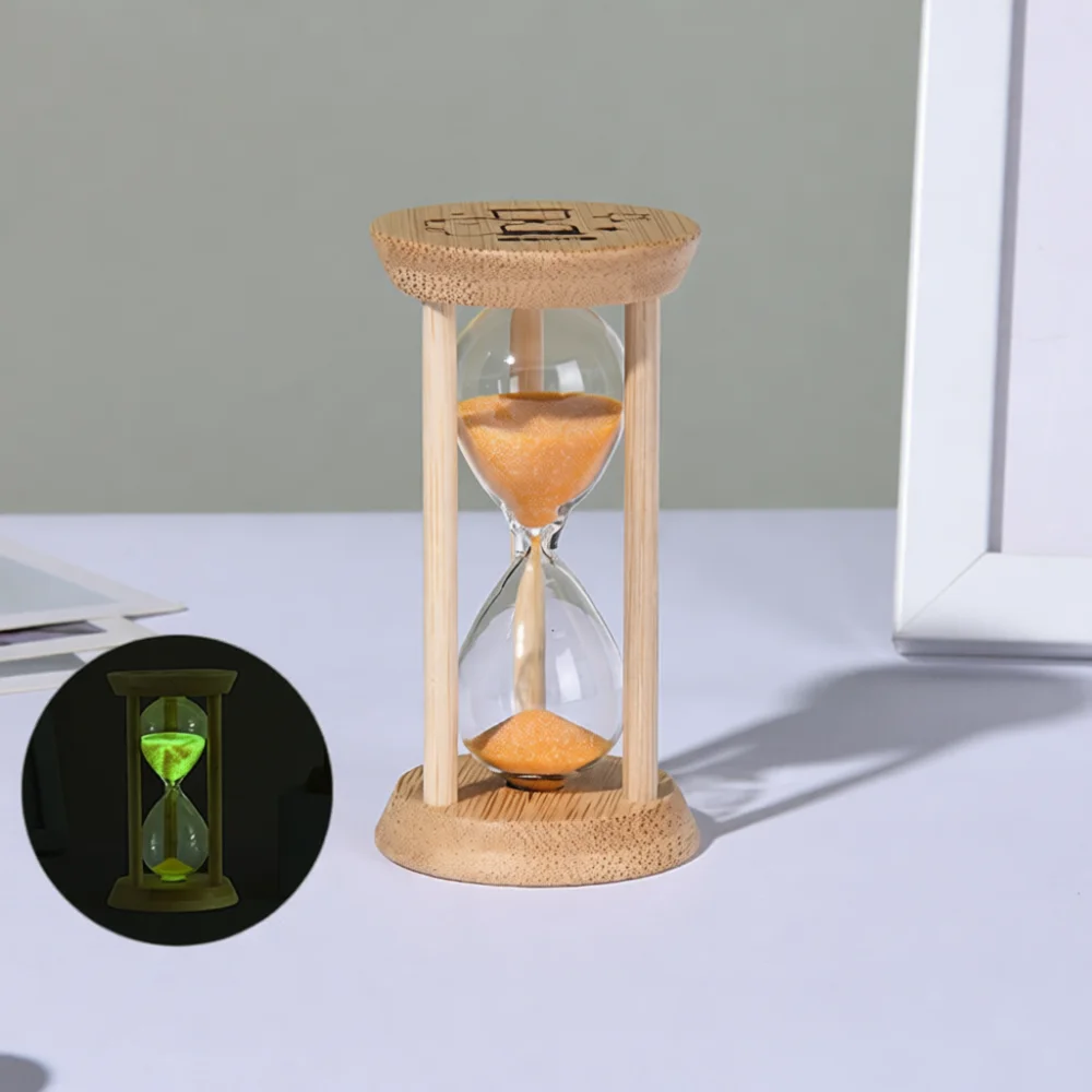 Creative Nocturnal Sand Timer Bamboo Lid Hourglass Precision Tool For Kitchen Cooking Meditation Productivity Focus