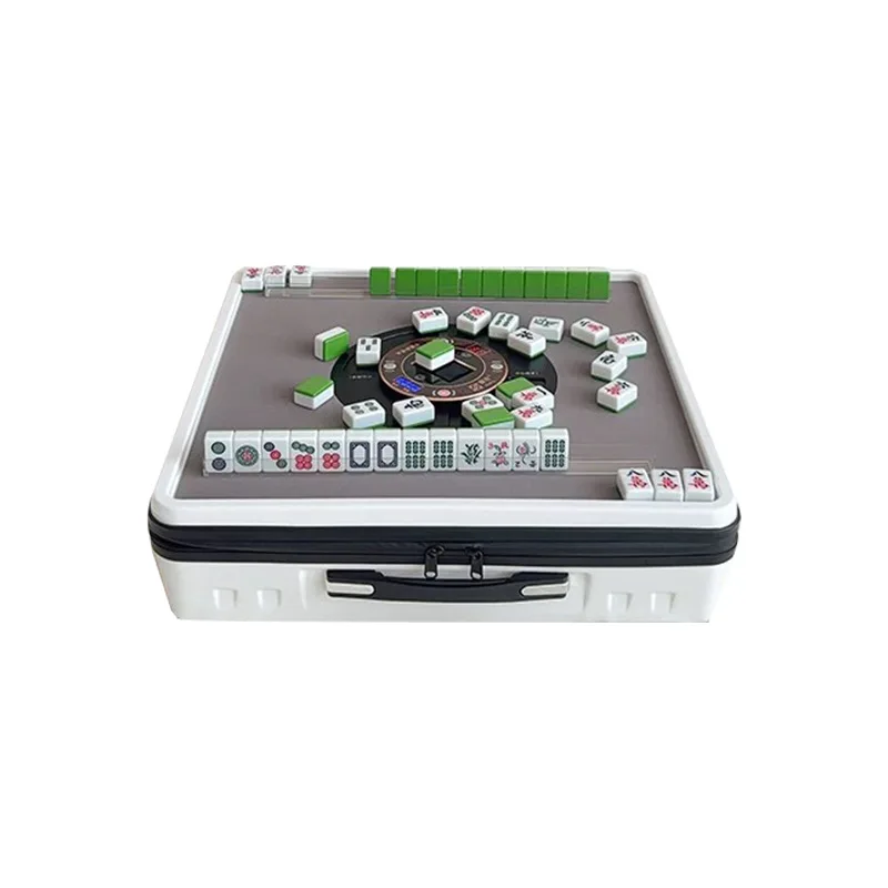 

4-Person portable mahjong machine with mahjong tiles, suitable for family entertainment