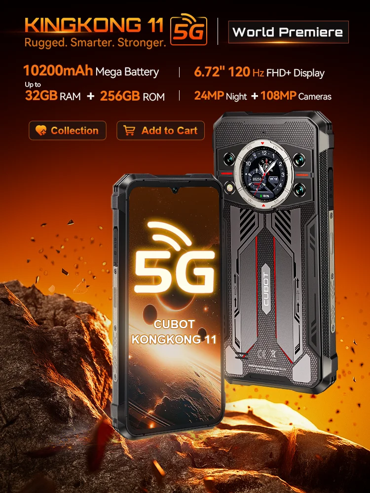�y�Z�[�����zCubot Rugged �X�}�[�g�t�H�� 5G King Kong 11�AAndroid 15�A�ő� 32GB RAM+256GB ROM�A108MP �J�����A10200mAh�A�f���A���X�N���[���AMTK7025�A6nm