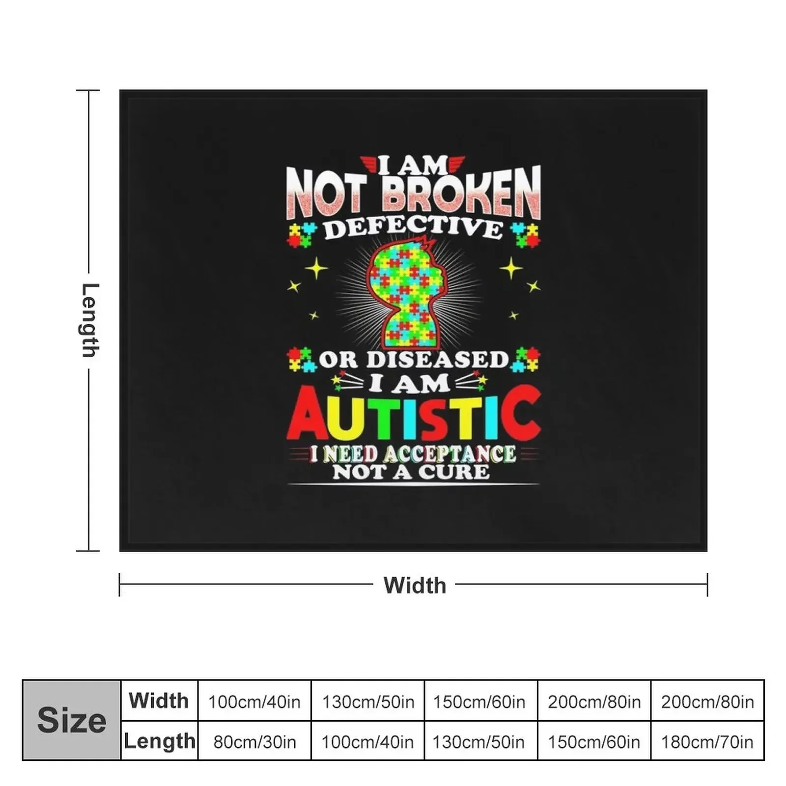 I Am Not Broken Defective Or Deceased Autism Awareness Gift Throw Blanket Decorative Sofa Shaggy Blankets