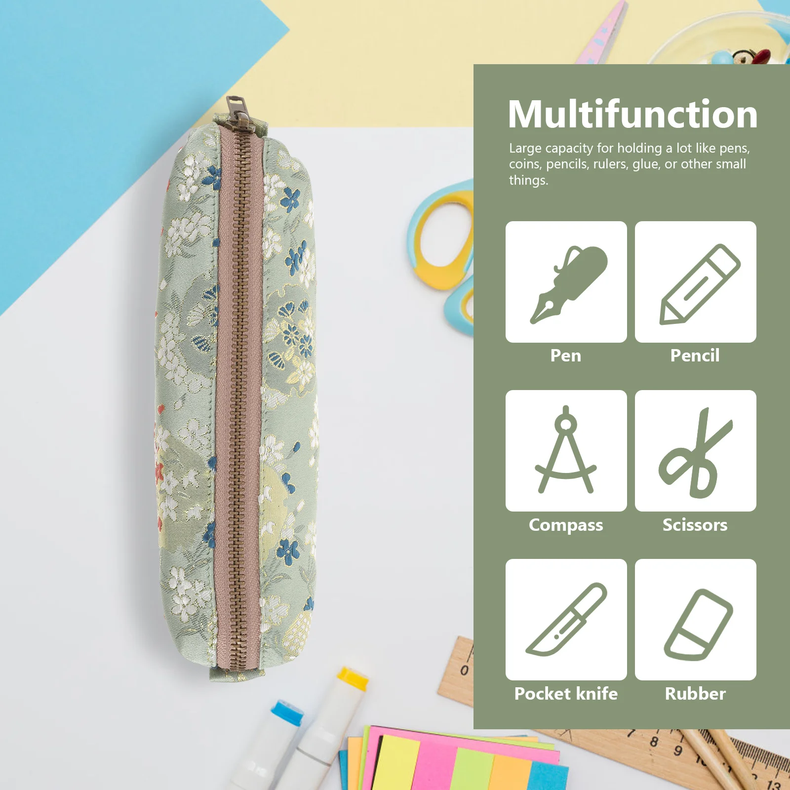 حقيبة القلم المحمولة الأرجواني الصفصاف التطريز مقلمة سعة كبيرة للطلاب ماكياج قلم رصاص المنظم حقيبة أدوات مكتبية المدرسة