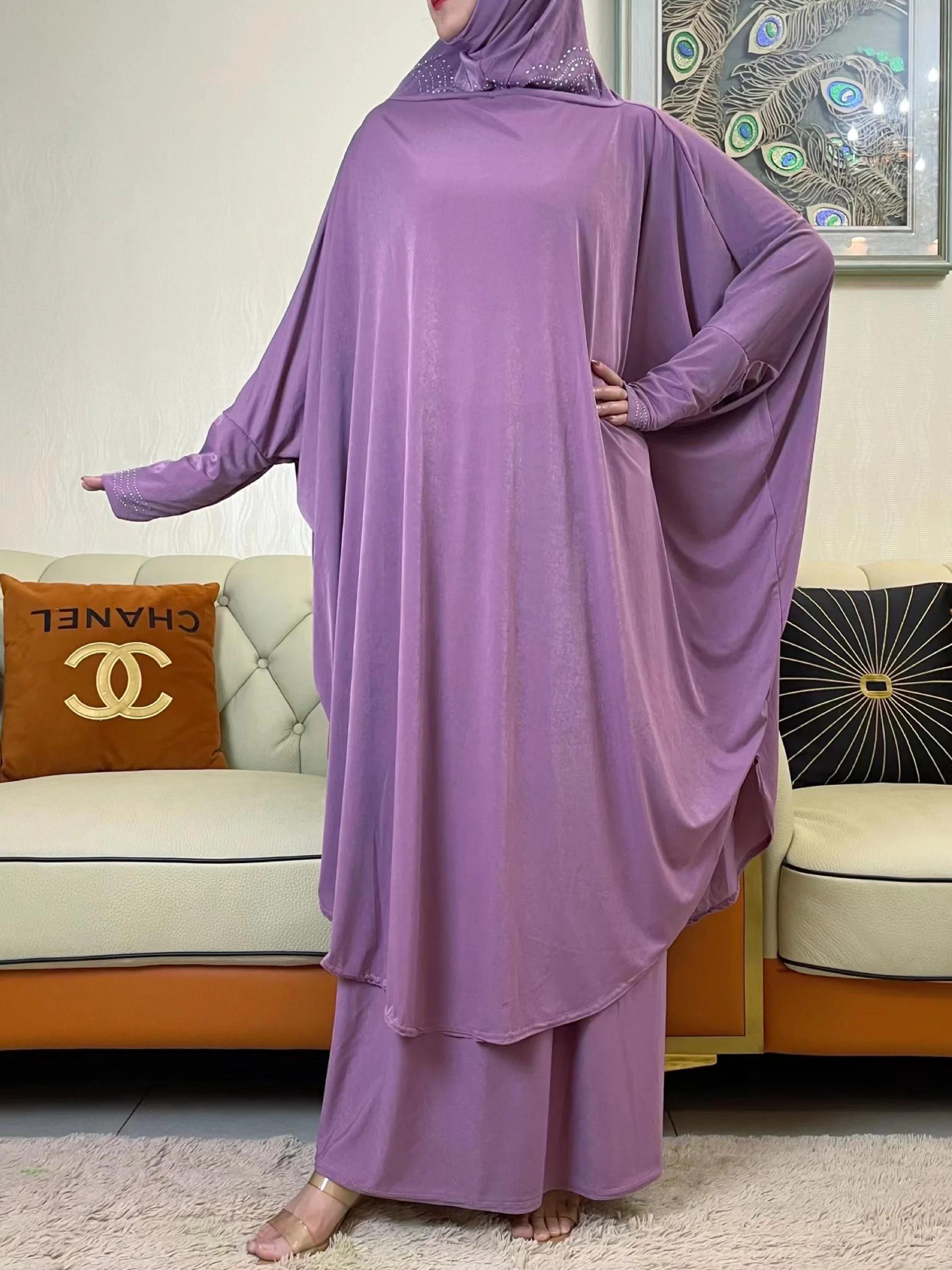 Conjunto de Hijab musulmán para mujer, conjunto de dos piezas con falda superior islámica, Kimono de Arabia Saudita, Egipto, Eid, oración, Ramadán, 2023