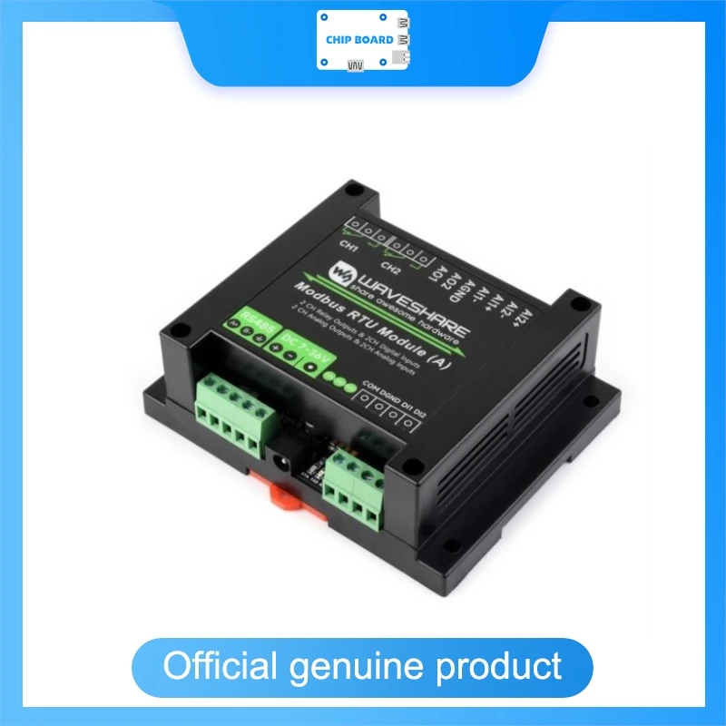Waveshare Modbus RTU Industrial I/O Module, Isolated Signal Interface Board, Voltage/Current Acquisition, DC 7–36V Wide Input
