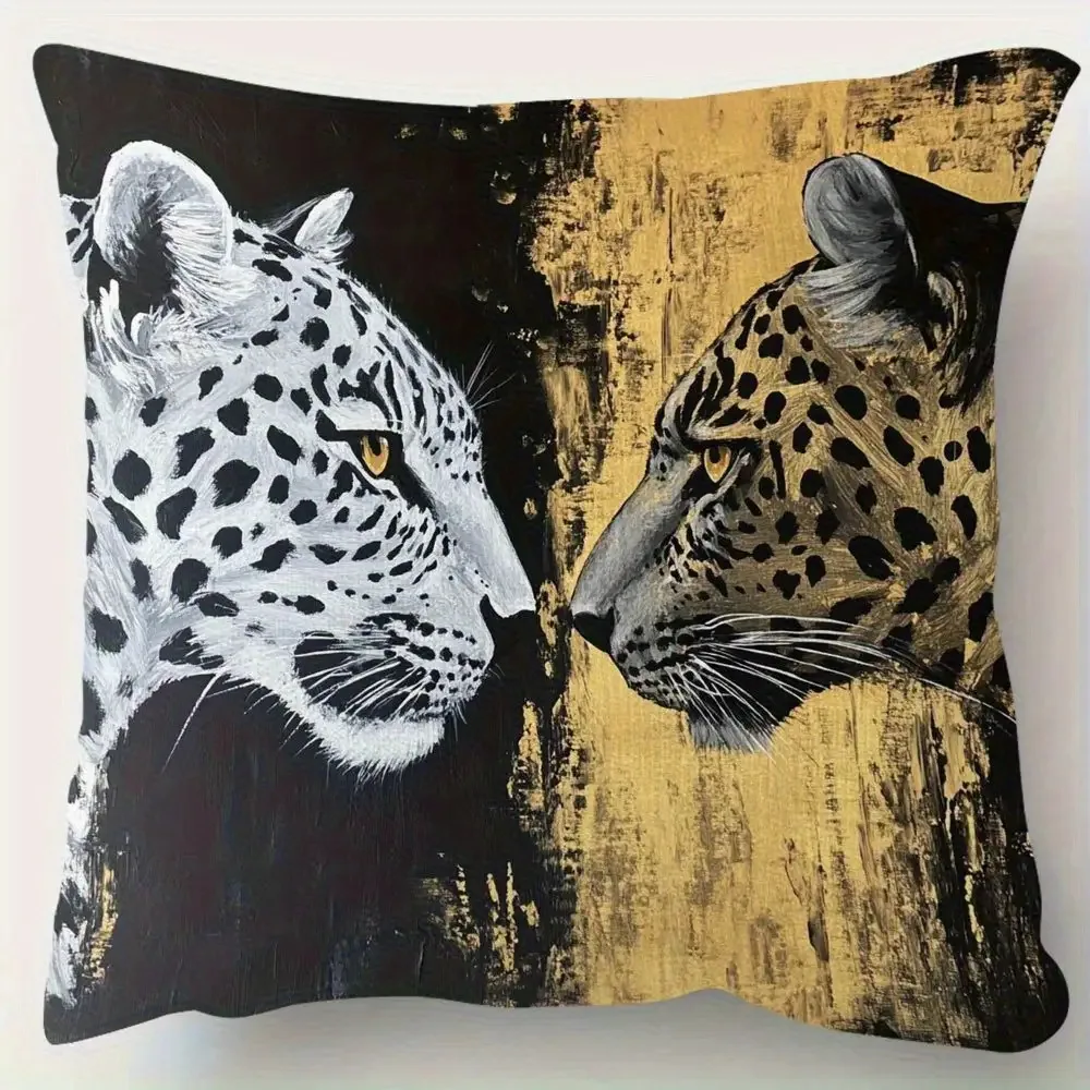 High Quality Leopard Wild Cat Print Throw Pillowcase Cushion Cover Jungle Safari Animal Decor 45x45cm Home Accent