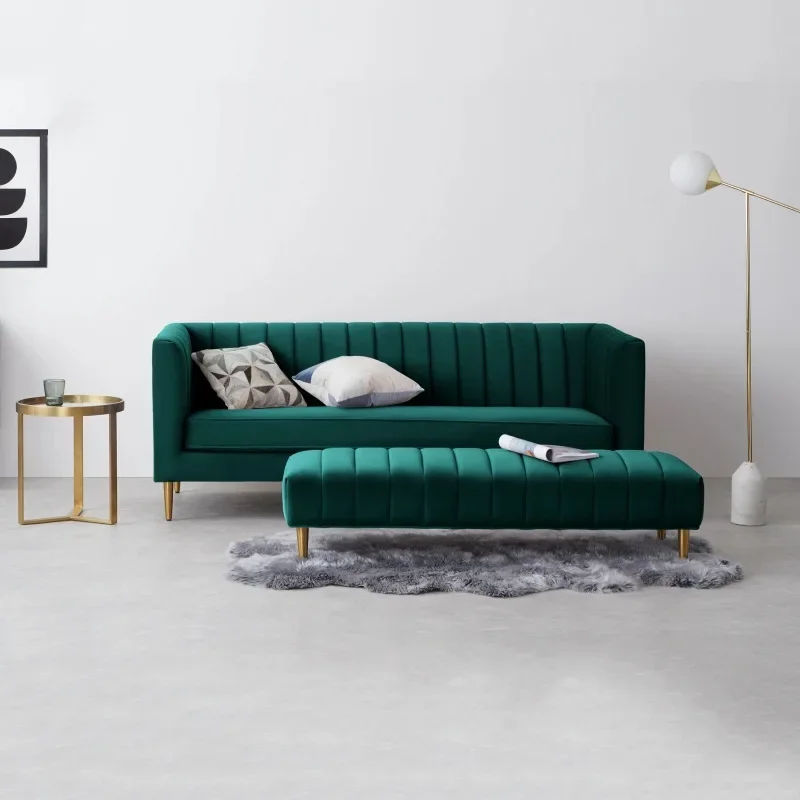 Nordic fabric living room simple medium and small apartment three pairs of single velvet fabric small sofa