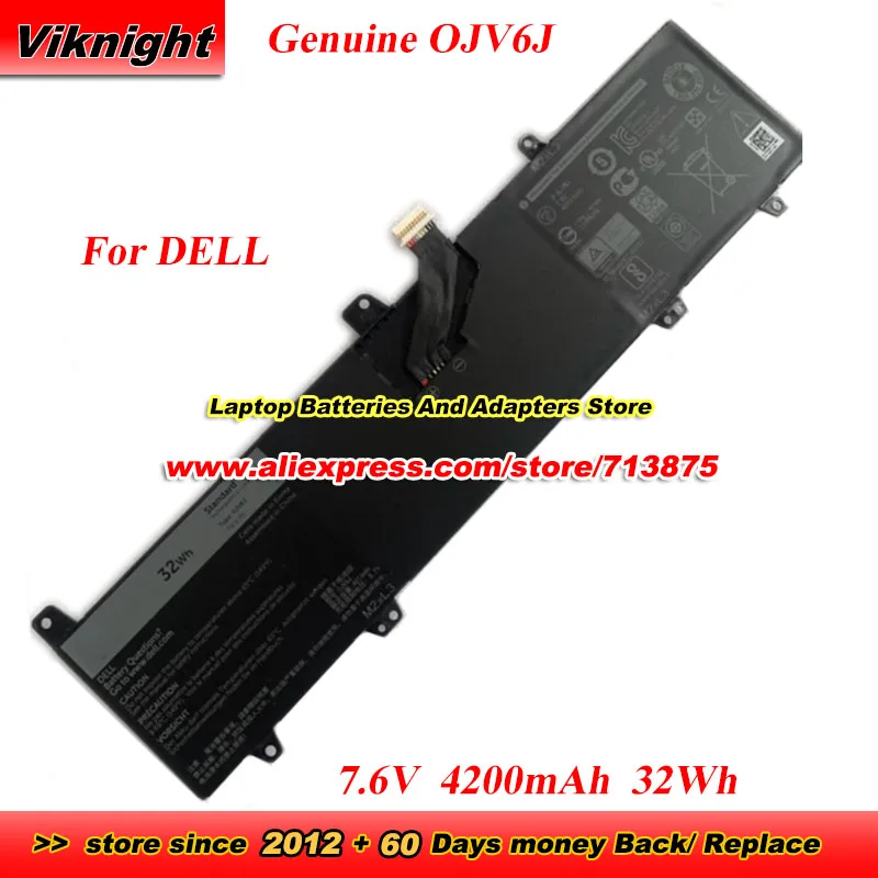 

Genuine OJV6J Battery 0JV6J 8NWF3 GK5KY for Dell Inspiron 11 3138 3164 3168 3179 INS 11-3162-D1208R P25T 6SH9612 PGYK5 7.6V 32Wh