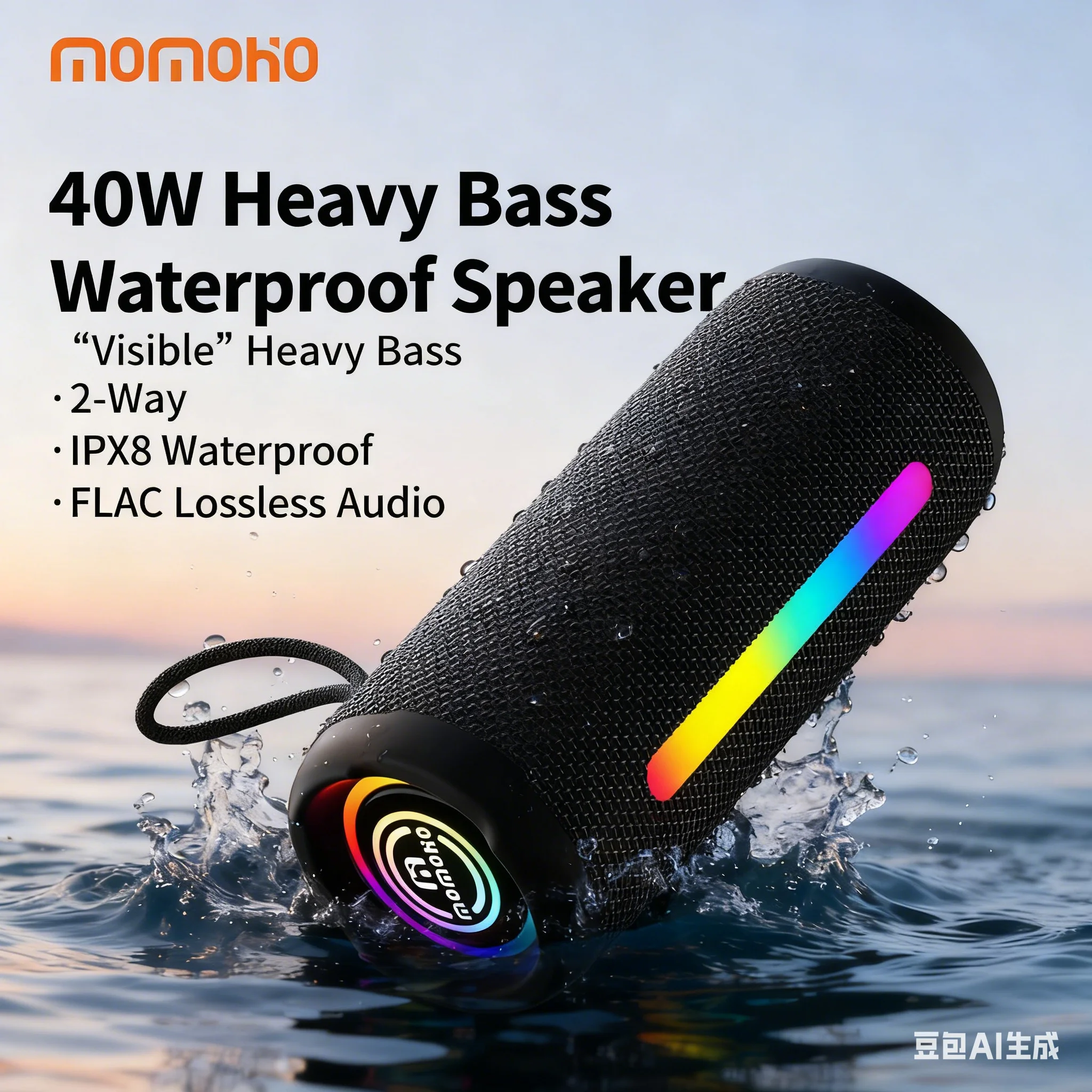 

B78Pro Bluetooth Speaker - 40W Dual Drivers,IPX8 Waterproof, RGB Light, TWS Stereo,Portable Wireless Speaker for Outdoor & Home