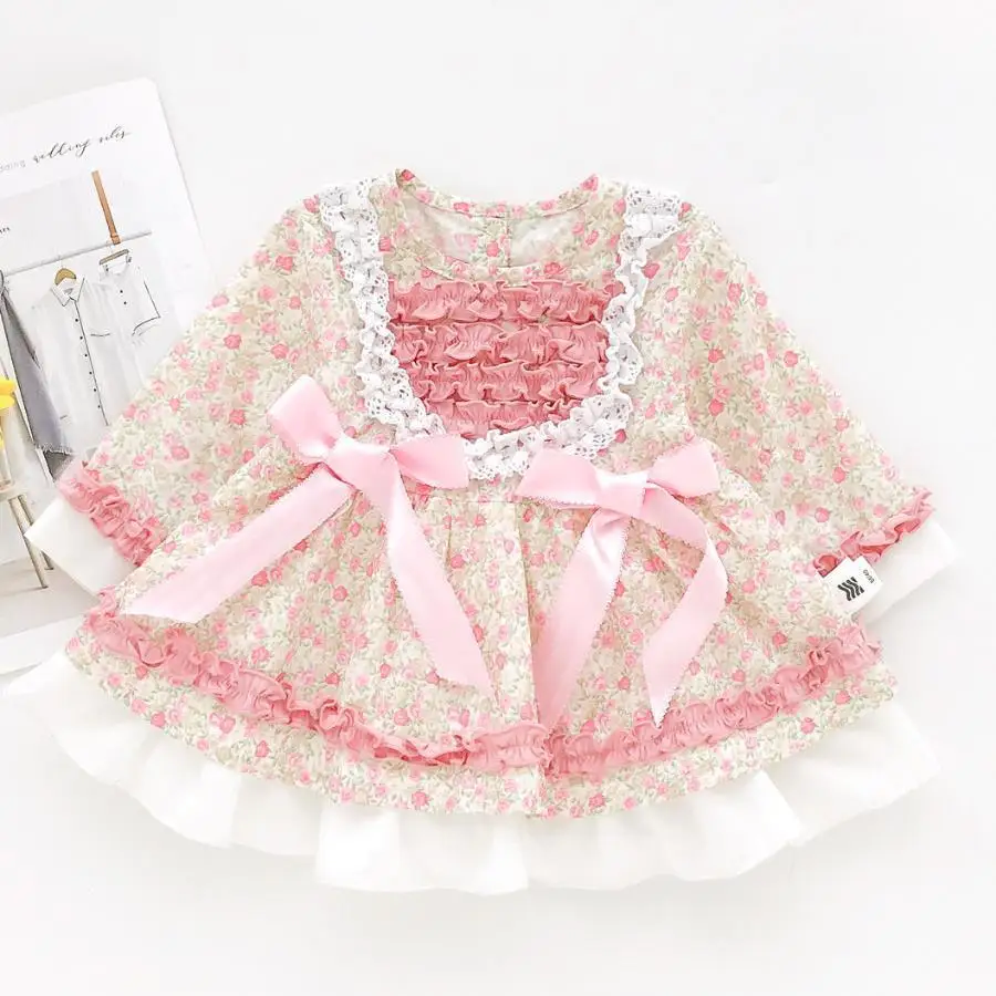 Girls\' Princess Dresses Little Princesses Children\'s 2024 Spring Lolita Clothing Stylish Baby Girls\' Clothing floral lace