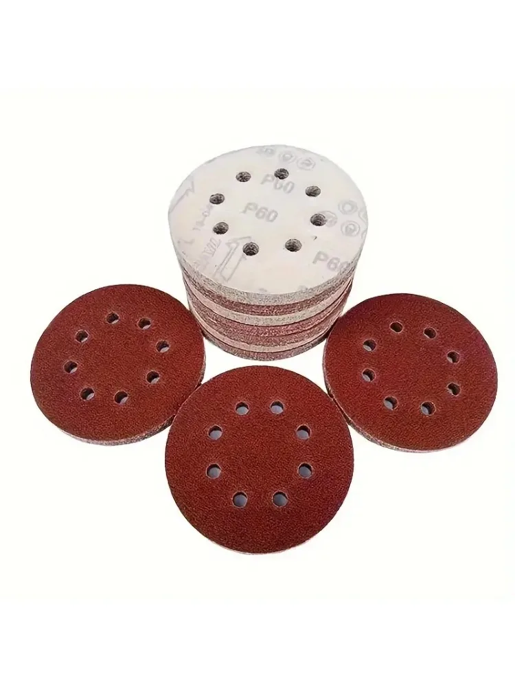 50 Stück 5 Zoll 125mm Schleifscheiben mit Acht Löchern, Schleifpapier Körnung 60-1000, Klett-Schleifscheiben zum Polieren
