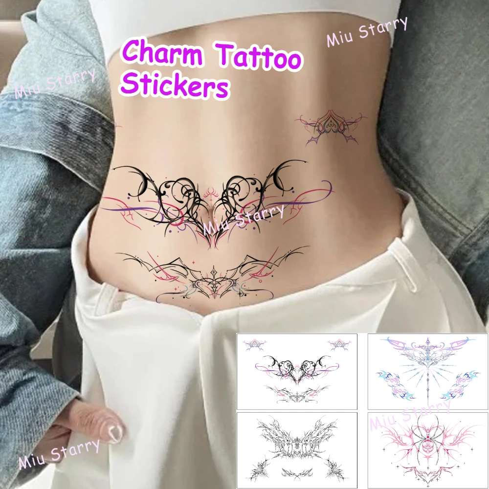 8 Stück sexy temporäre Tattoos für Bauch, Taille, wasserdicht, für Junggesellenabschiede, temporäre gefälschte Körper-Tattoos für Frauen und Mädchen
