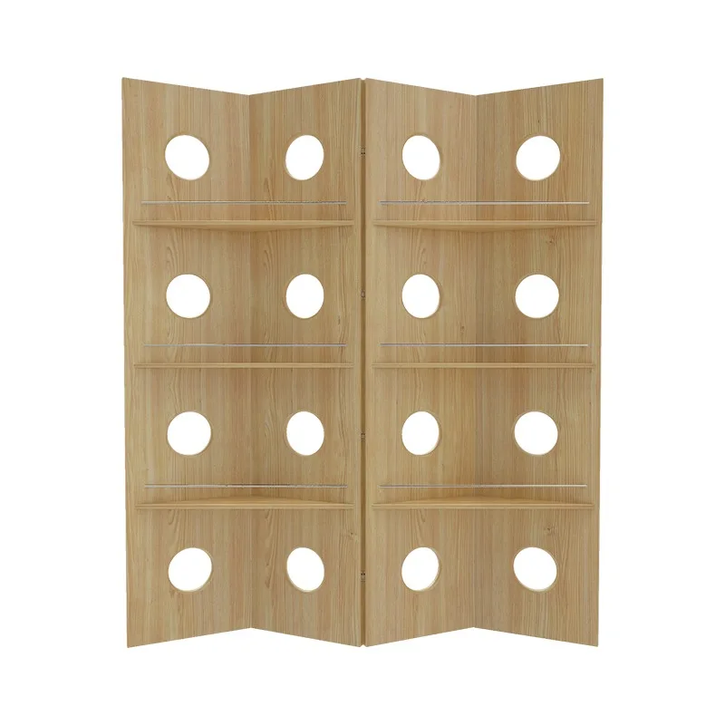 

Retro display screen, living room solid wood storage rack, classical folding mobile baffle into the home to block the simple
