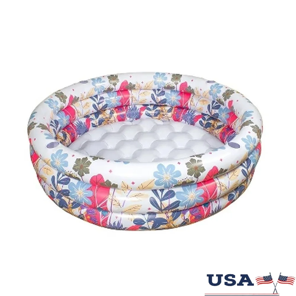 

Inflatable Swimming Pool Adults 5ft Round Portable Garden Wading Pool with Beverage Holders Easy Inflate Drain Plug Perfect