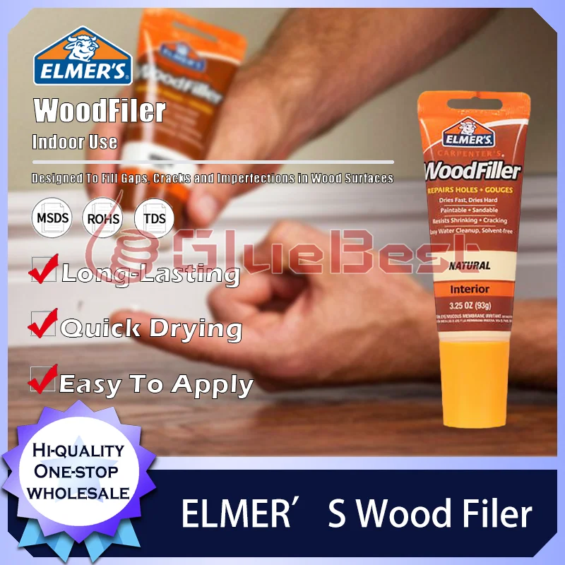 Relleno de madera ELMER'S para reparación de grietas y relleno de agujeros de clavos en carpentería y aplicaciones de bricolaje Producto original