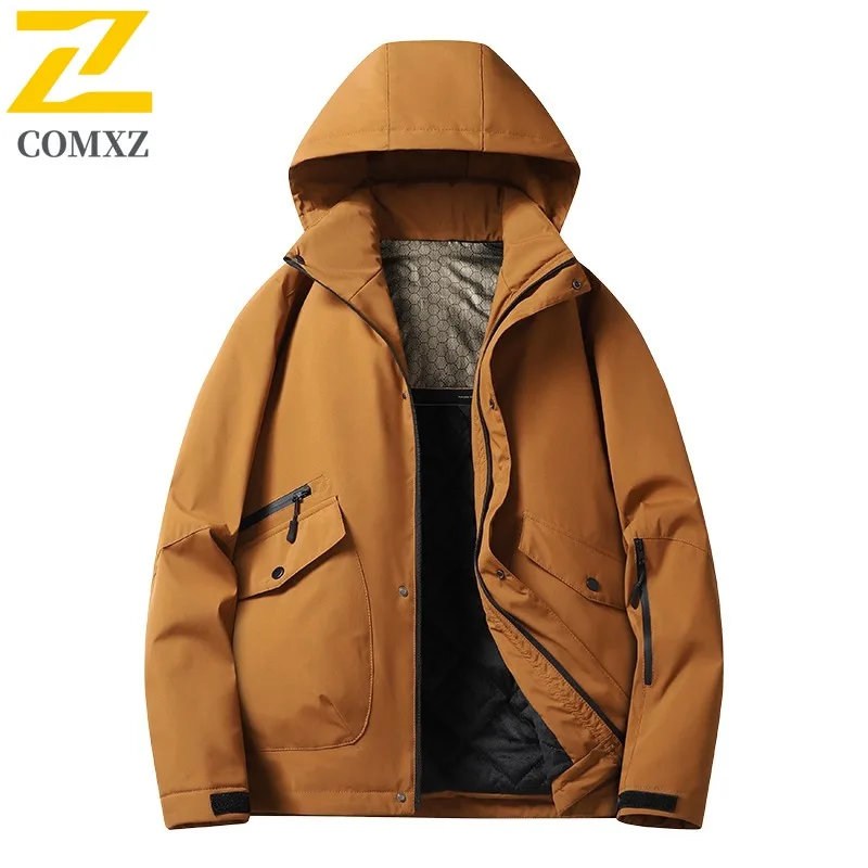 سترة مبطنة للرجال للعمل في الهواء الطلق من COMXZ، سترة مريحة سميكة ودافئة، نمط يومي كاجوال، ملابس شتوية جديدة خفيفة الوزن #5