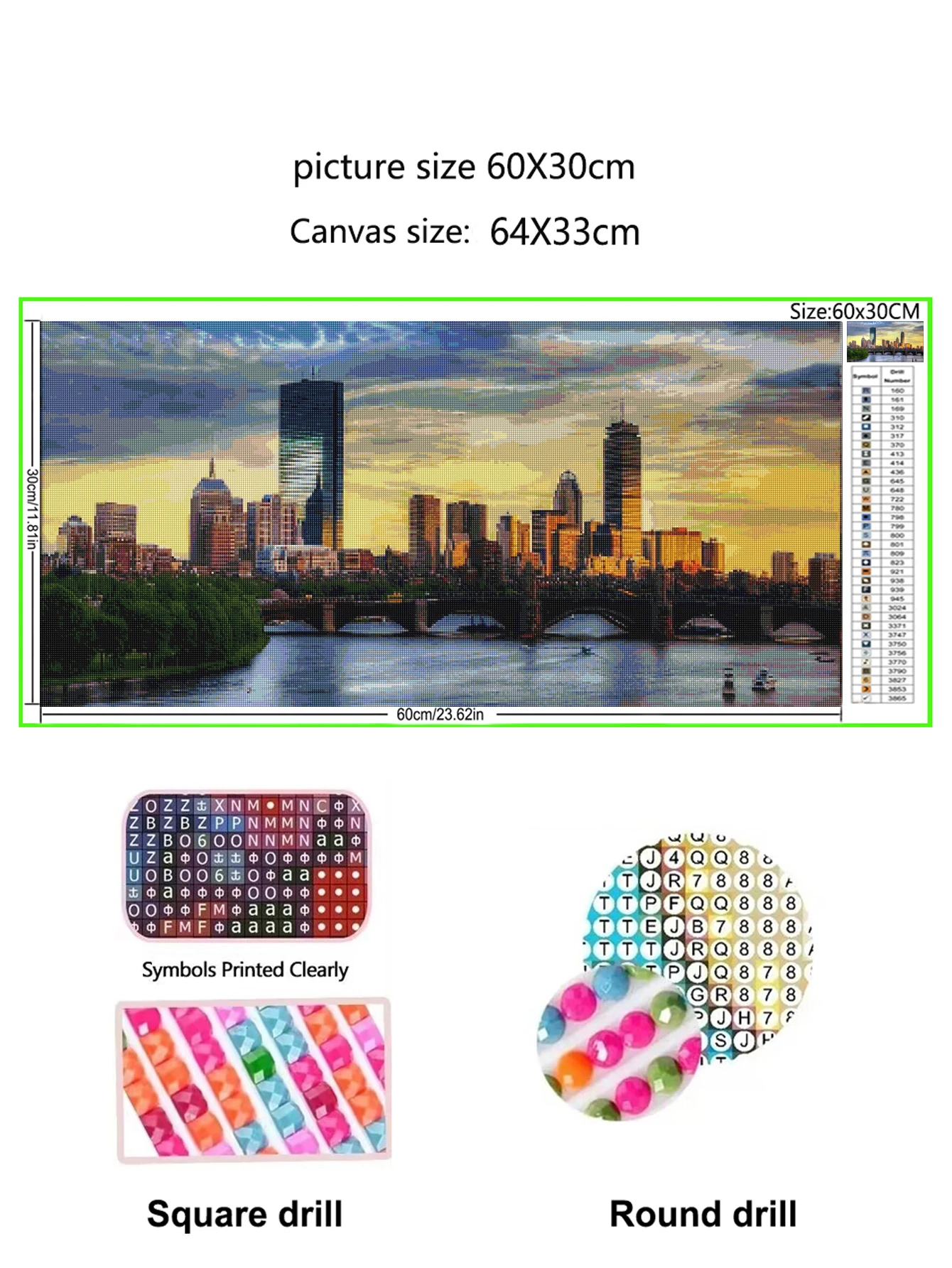 Back Bay Boston Skyline on A Summer Afternoon diamond mosaic natural landscape cross stitch diamond embroidery painting decor