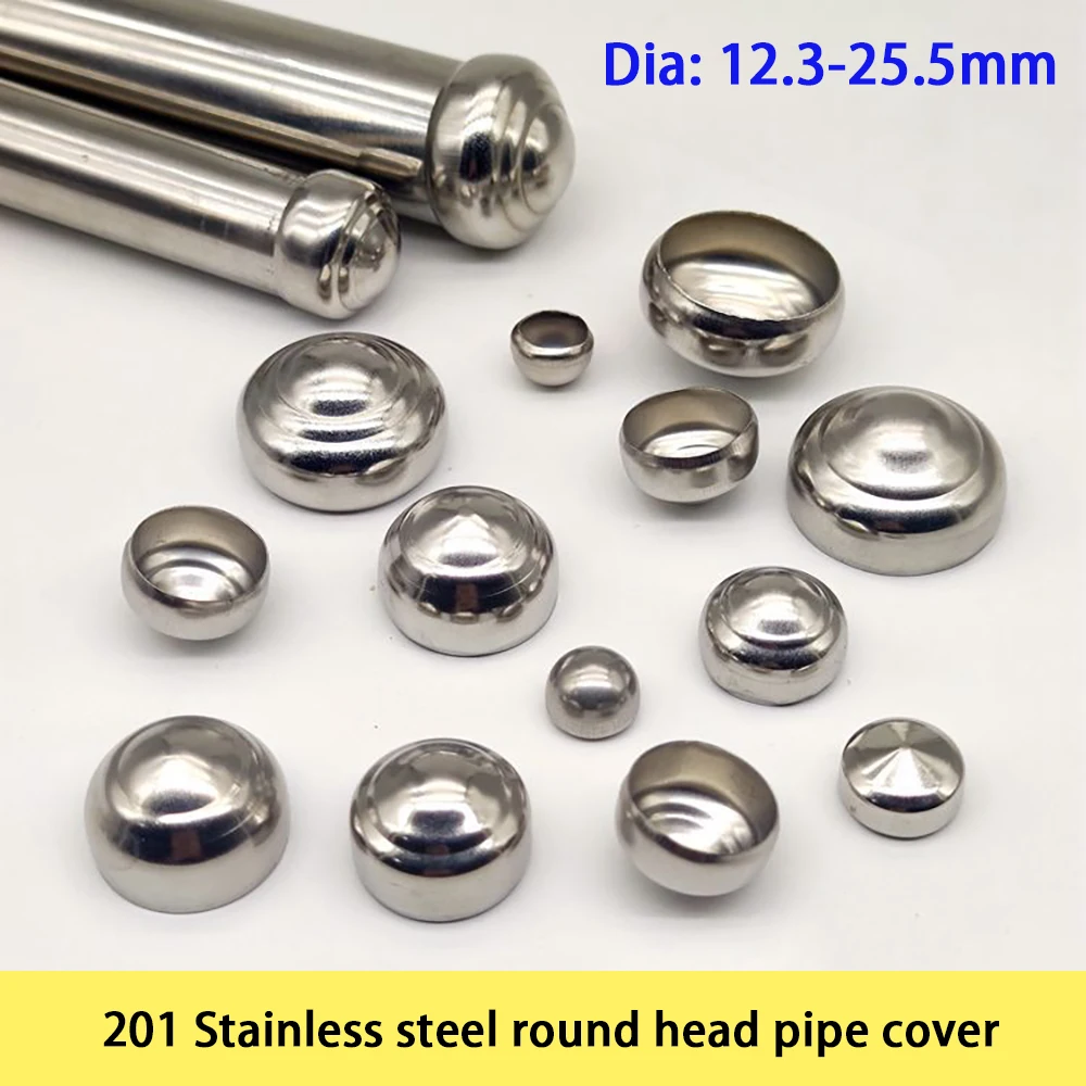 Dia 13.2-25.5mm 304/201 Stainless Steel Round Tube Plug Decorative Hole Sealing Cover Wear-Resistant Table&chair Accessories