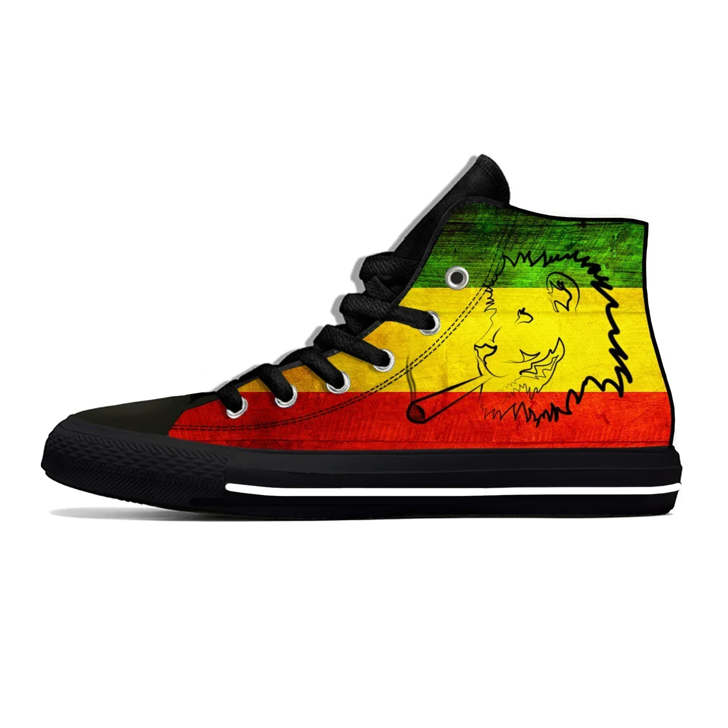 Flaga Etiopii Lew Judy Reggae Rasta Fashion Casual Cloth Shoes High Top Lekkie, oddychające trampki męskie i damskie z nadrukiem 3D