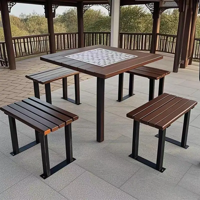 مجموعة كراسي طاولات خارجية محمولة من الخشب الصلب الحديث للاستخدام في الفناء/الشرفة - متعددة الأغراض وصديقة لكبار السن #4