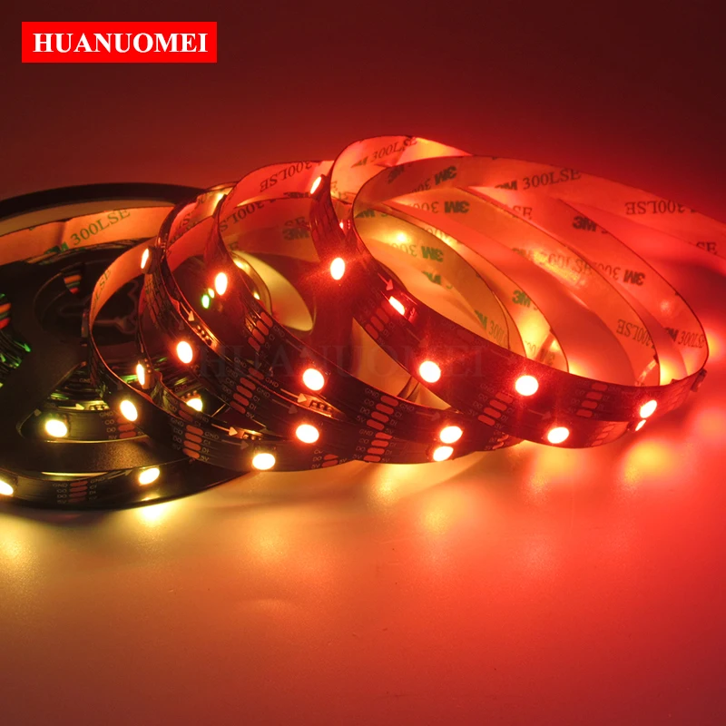 

5V 48Pixels/M APA107 LED Addressable Strip Lights Room Decoration Indoor Pixel Lamp Non-waterproof IP20 Black PCB Flexible Tape