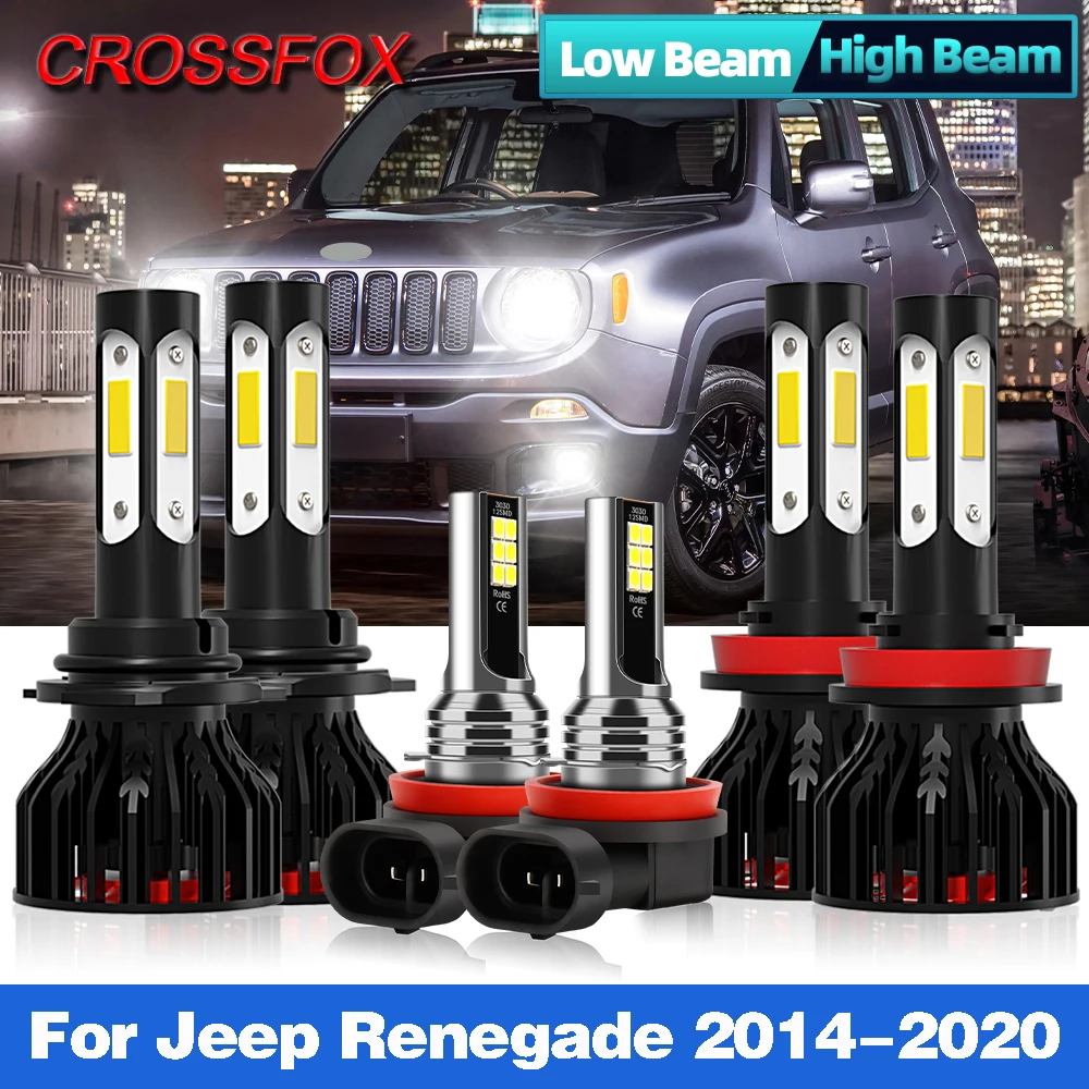 H4 Led Headlight H11 Turbo Auto Lamps Fog Lights 12000LM 90W 6000K For Jeep Renegade 2014 2015 2016 2017 2018 2019 2020