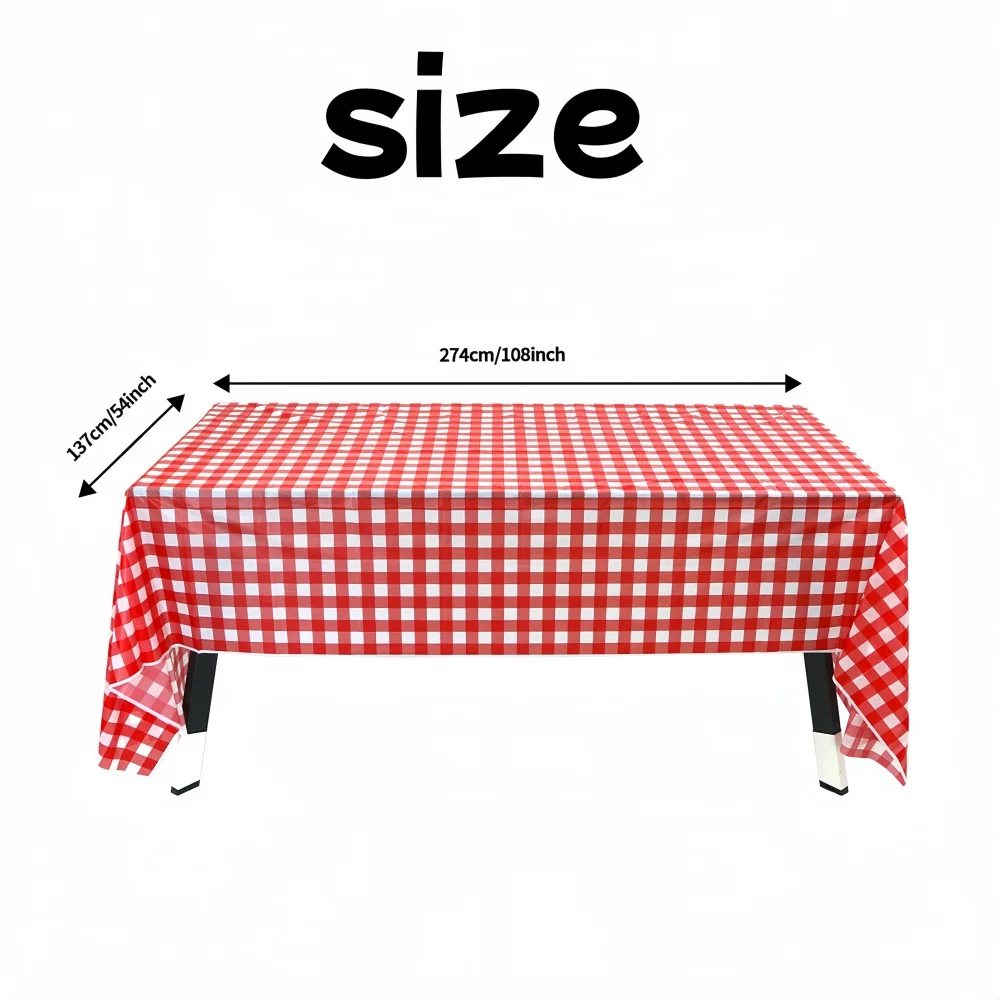 1pc Plastic Plaid Table Cover Rectangular Tablecloth Picnic Disposable Table Cloth for Birthday Party Decorations