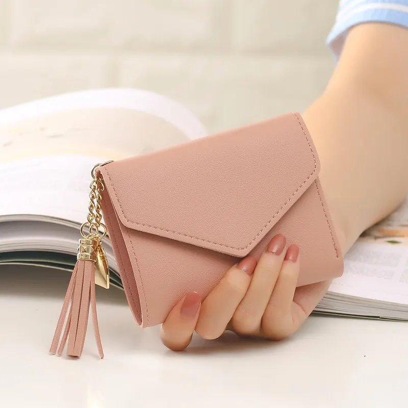 Pink Women's Mini Tassel Pendant Purse Card Holder Fashion Coin Purse for Women's Holiday Gift Surprise