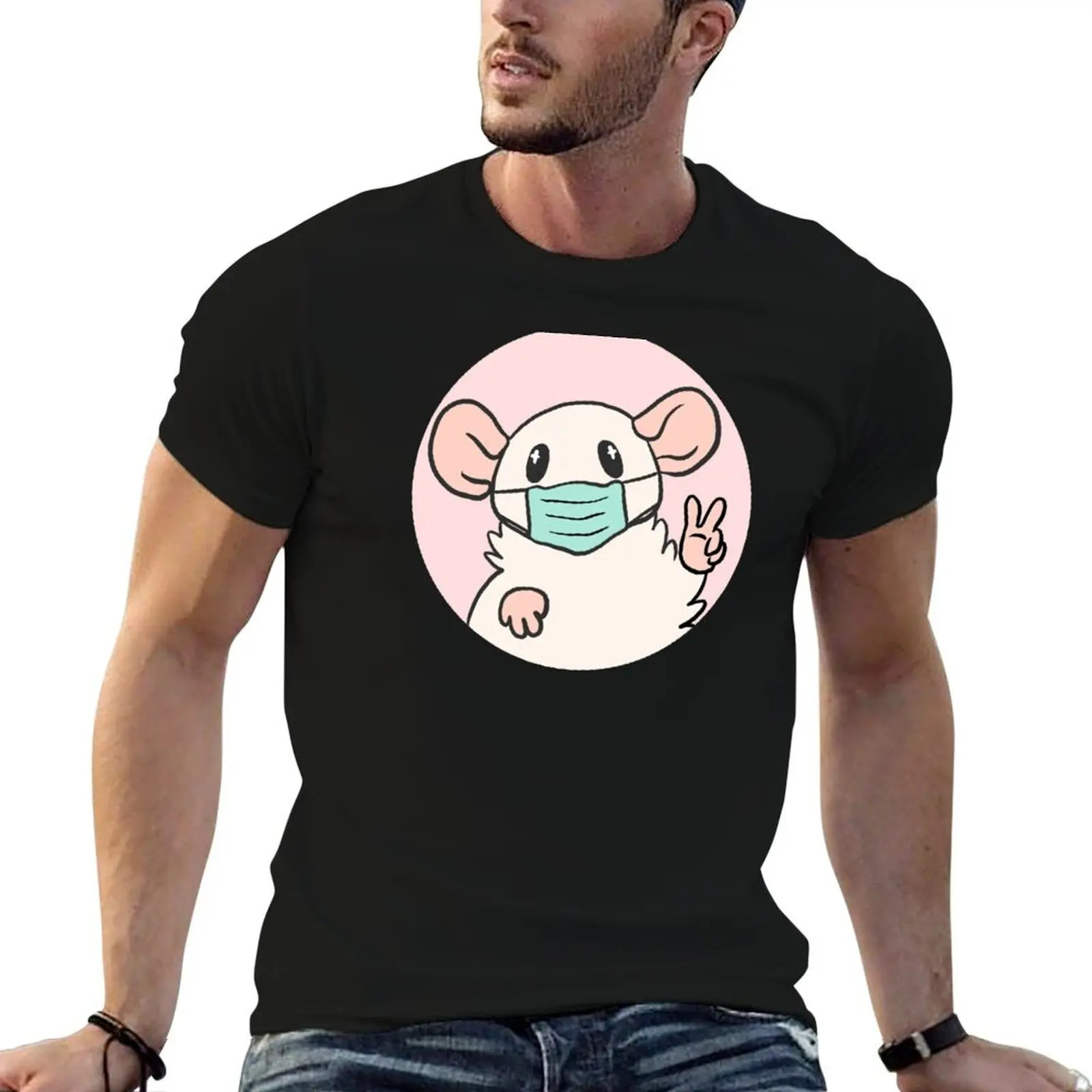 Wear a Mask Rat - Pink T-Shirt custom t shirt graphic shirts slim fit t shirts for men