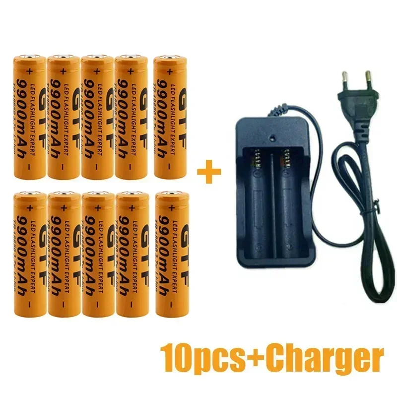 18650 Battery 2024NewBestselling 9900mAh+Charger 3.7V 18650 Li-ion Batteries Rechargeable Battery for Remote Control Screwdriver