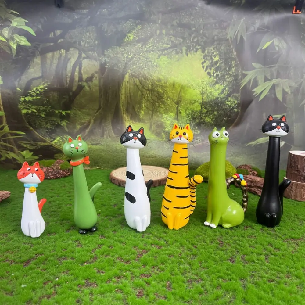 Funny Cat-shaped Vases Ornament Cute Cartoon Style Synthetic Resins Kitty Planter Desk Decor Cat Figurine Home Office Decor