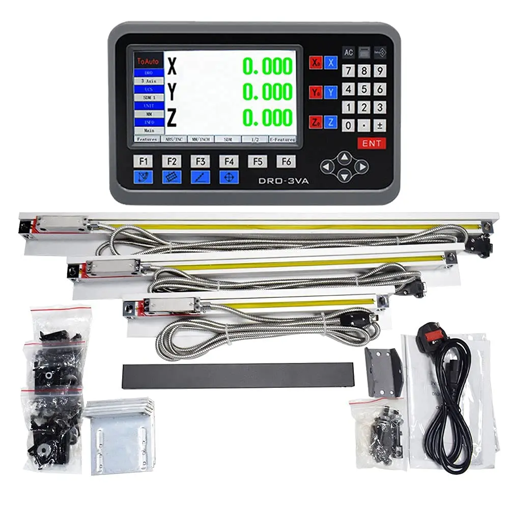 ToAuto DRO 3 Axis LCD Display Digital Readout kit with 50-1000mm Linear Scales of 1/5um Resolution for Mill Lathe CNC Machine